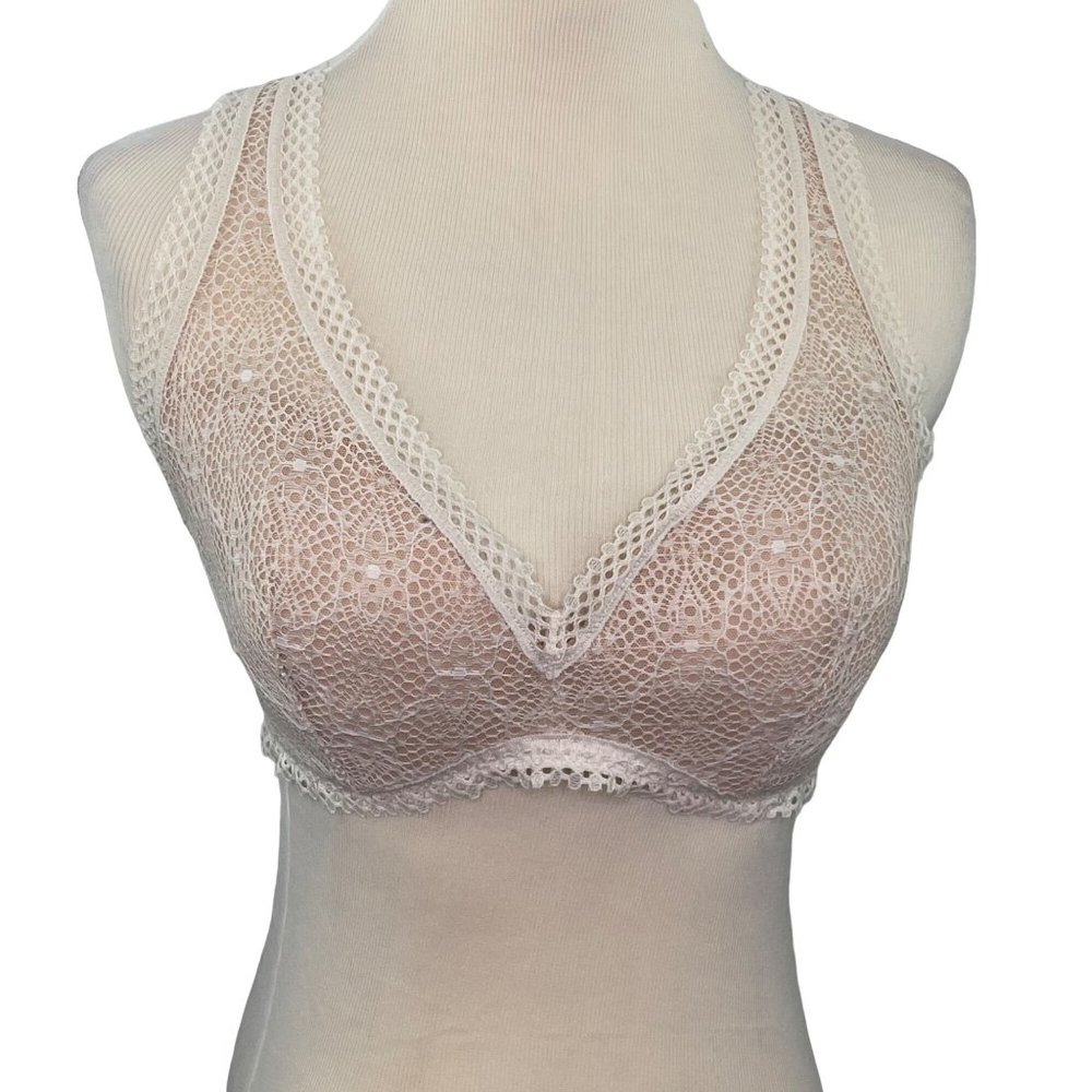 Victorias Secret Bralette Bra Padding‎ Lace Cream Nude Size L